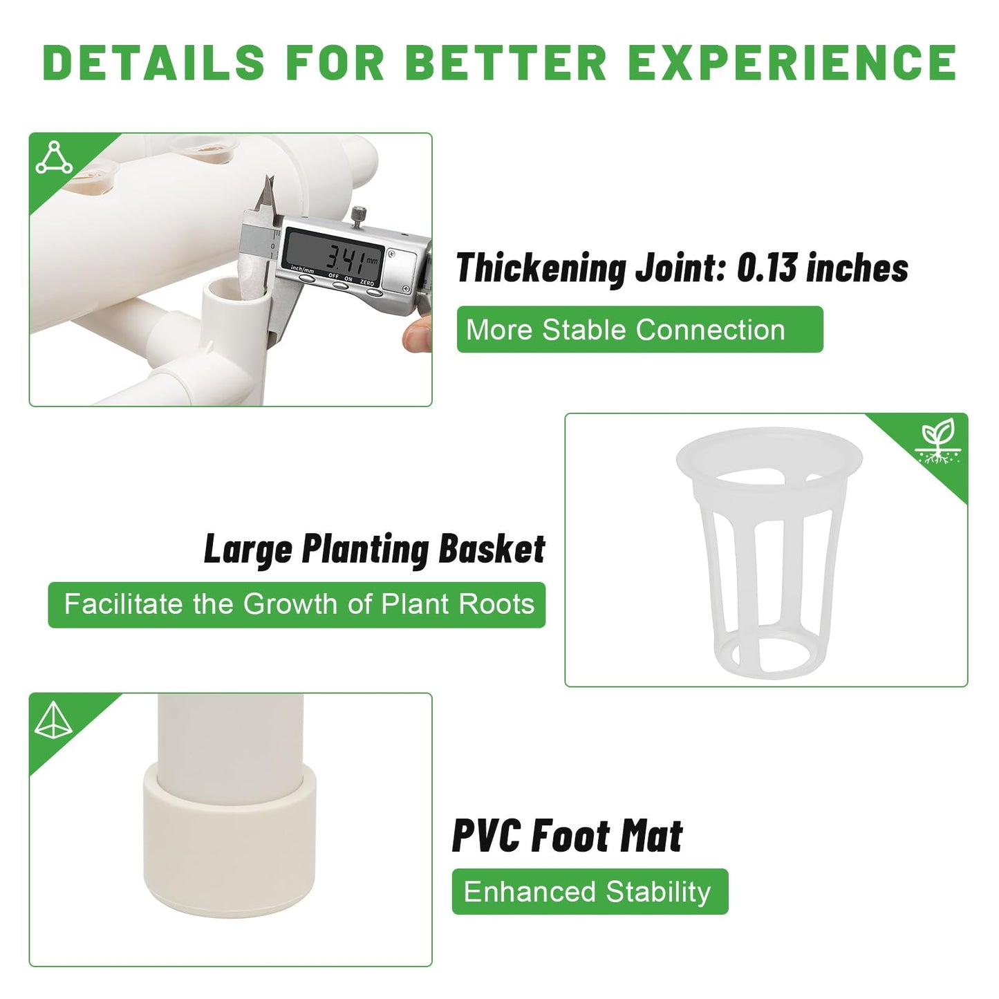 LENJKYYO Hydroponic Grow Kit Hydroponic System with PVC Pipe 3 Layer Professional 108 Sites for Hydroponic Growing Systems 12 Hydroponic Soilless Planting Systems Smart Garden for Home, Kitchen