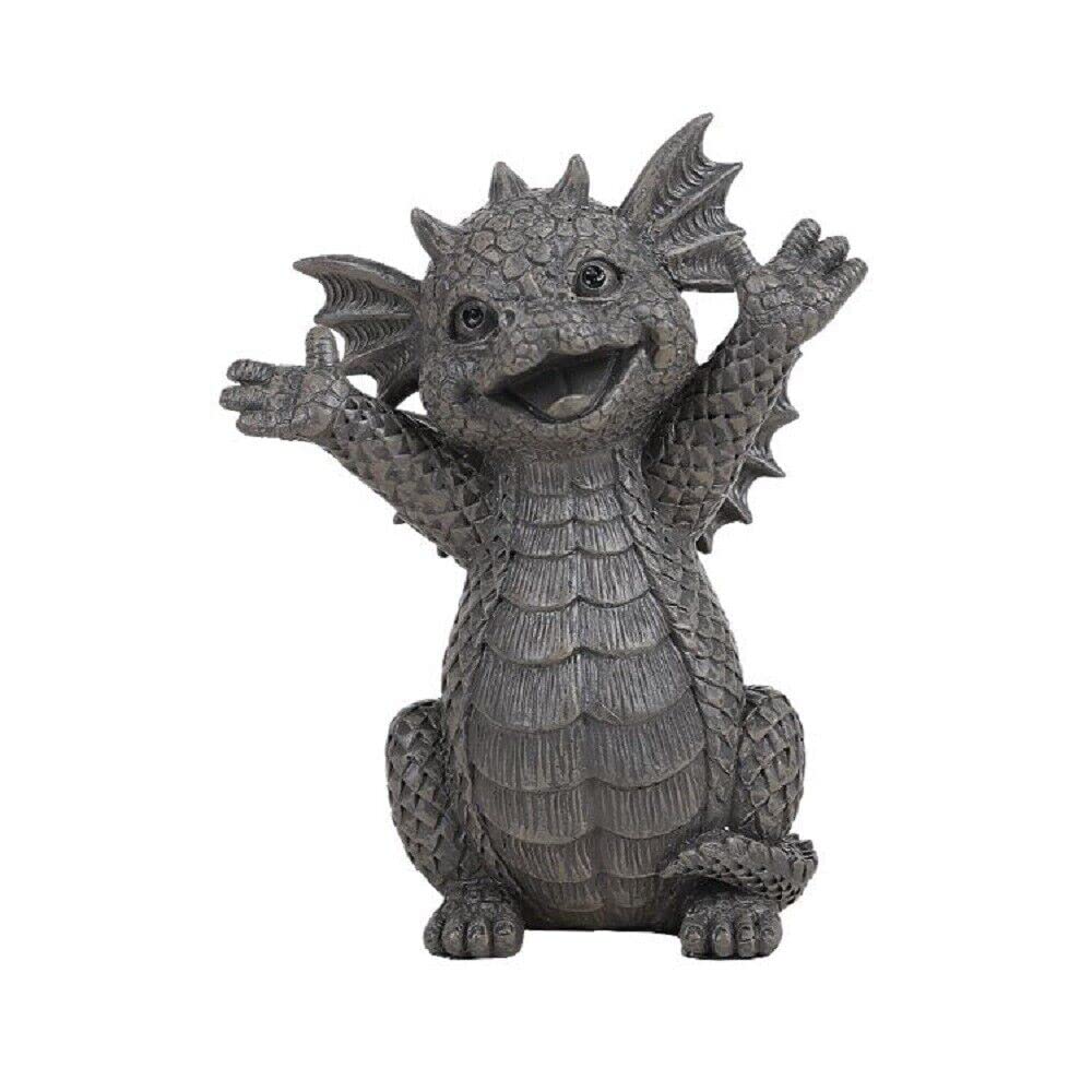 Pacific Giftware Garden Figurine Happy Dragon 13.5 cm - Garden Dragon Fantasy Decor Statue