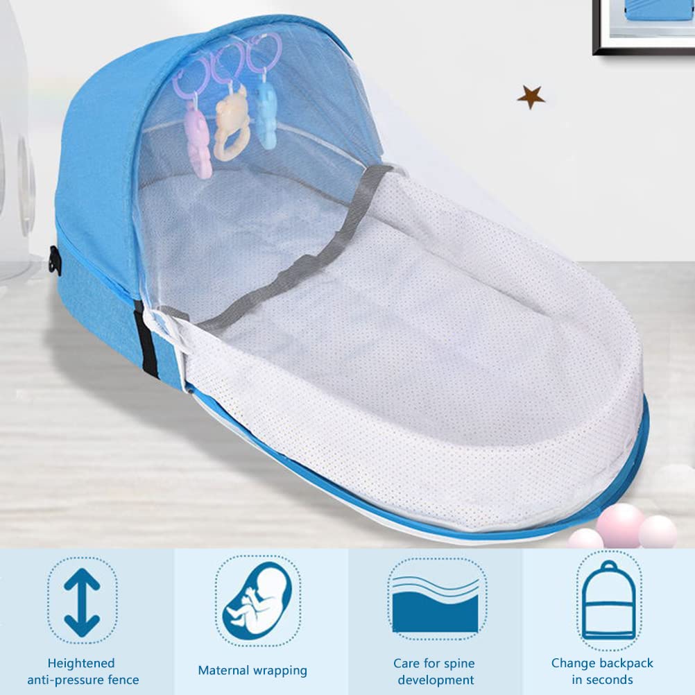 Spiral Baby Cot Changing Bag, Foldable Portable Kids Travel Cot, Baby Crib, Baby Mosquito Net, Pop Up Travel Cot Baby Lounger including Mosquito Net, Mattress, and Bag.