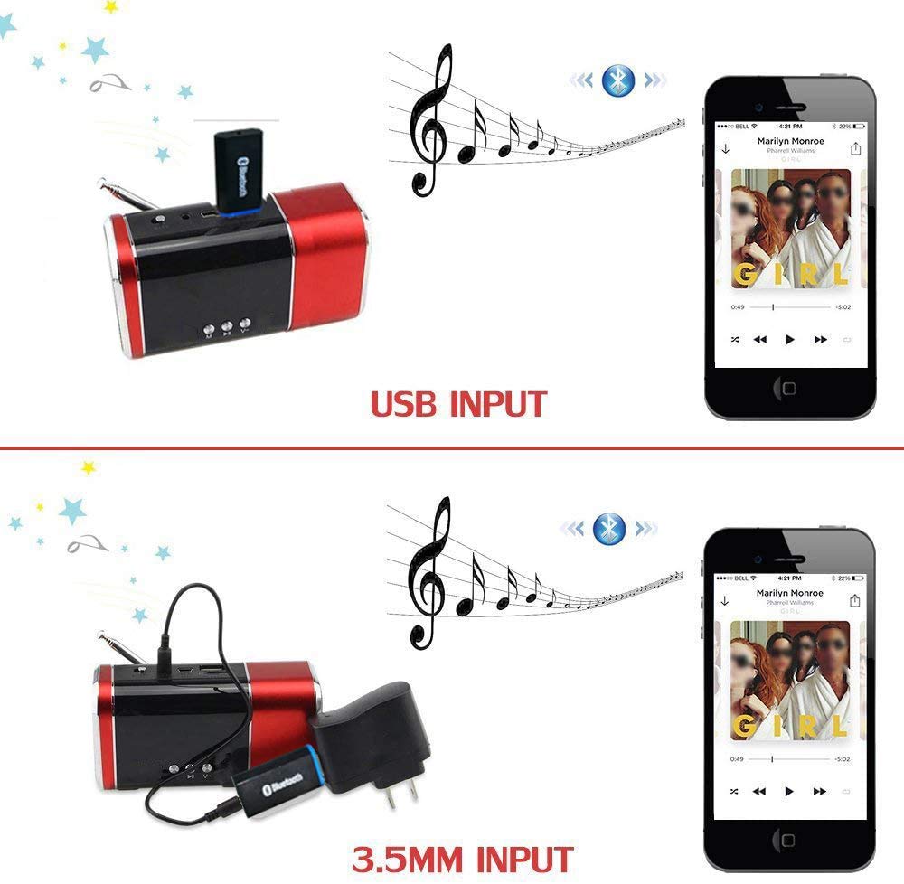 Bluetooth receiver for car, home stereo wireless music adapter for portable speakers, (AUX IN) with 3.5mm cable (H) LY-New