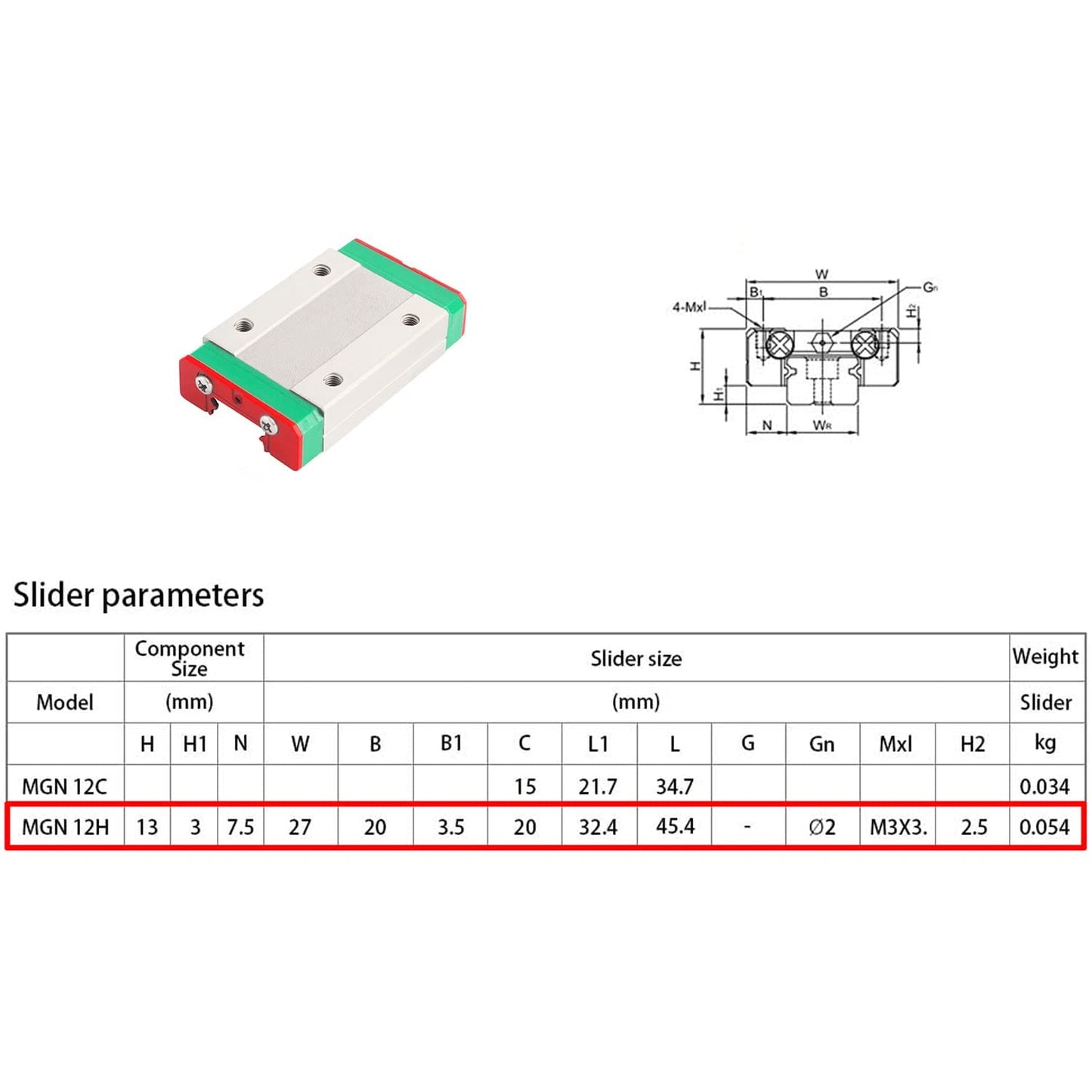 iMetrx MGN12H 600MM linear rail MGN12 for 3D printers and CNC machines.