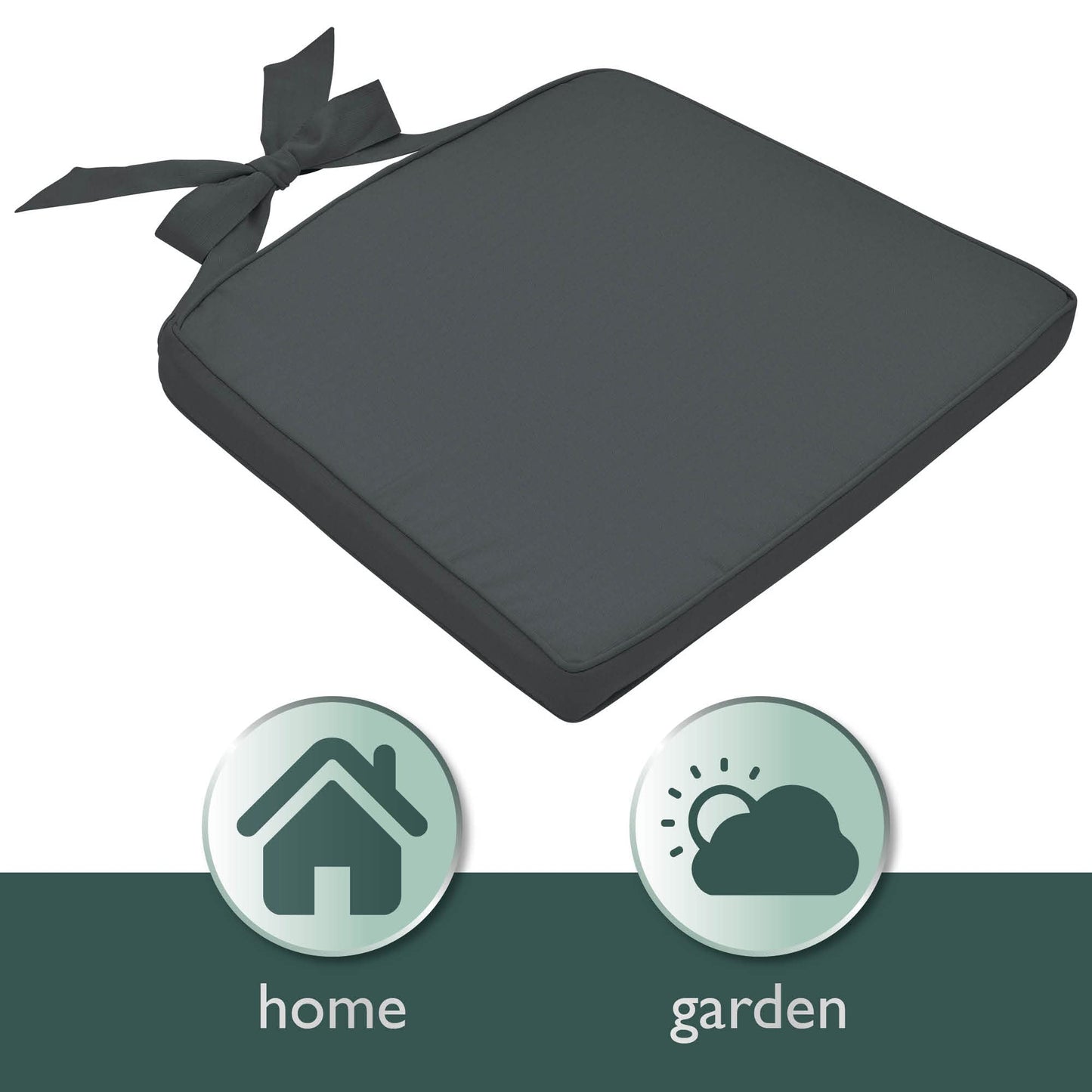 Beautissu Pia 4er Set Chair Cushions 40x45 cm - Outdoor Chair Cushions, Garden Seat Cushion Set for Rattan Chairs, Trapezoidal Outdoor Seat Cushions, Chair Pad Chair Cushion Graphite Grey