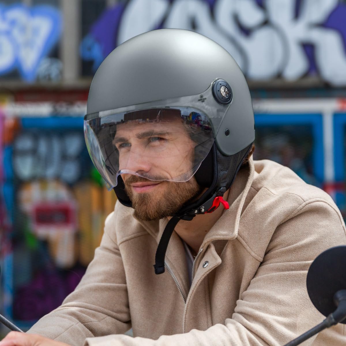 VINZ Duoro Scooter Helmet Jet Helmet Moped Helmet Men and Women | in sizes XS-XXL | Jet helmet with visor | ECE 22.06 Certified | Motorcycle helmet | Available in Nardo Grey.