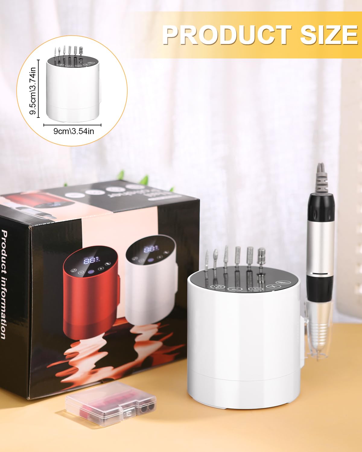 jutyum Electric Nail Drill for Gel Nails, 35000 RPM, Electric Nail File with LCD Display, Drill Bits for Gel Nails, Electric Nail Files for Gel Nails, Electric Nail File with Foot Pedal, 6 Pcs.