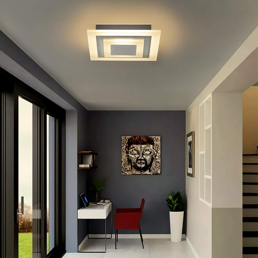 ZMH LED ceiling light living room - living room lamp 23W dimmable with remote control 30cm acrylic bedroom lamp modern design stepless square for bedroom kitchen hallway office dining room