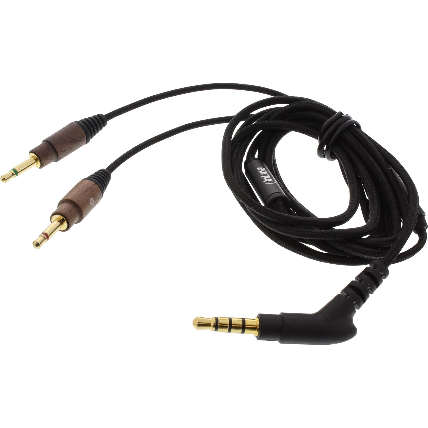 InLine 55358 wood on-ear, headset with cable microphone and function button, walnut real wood, black