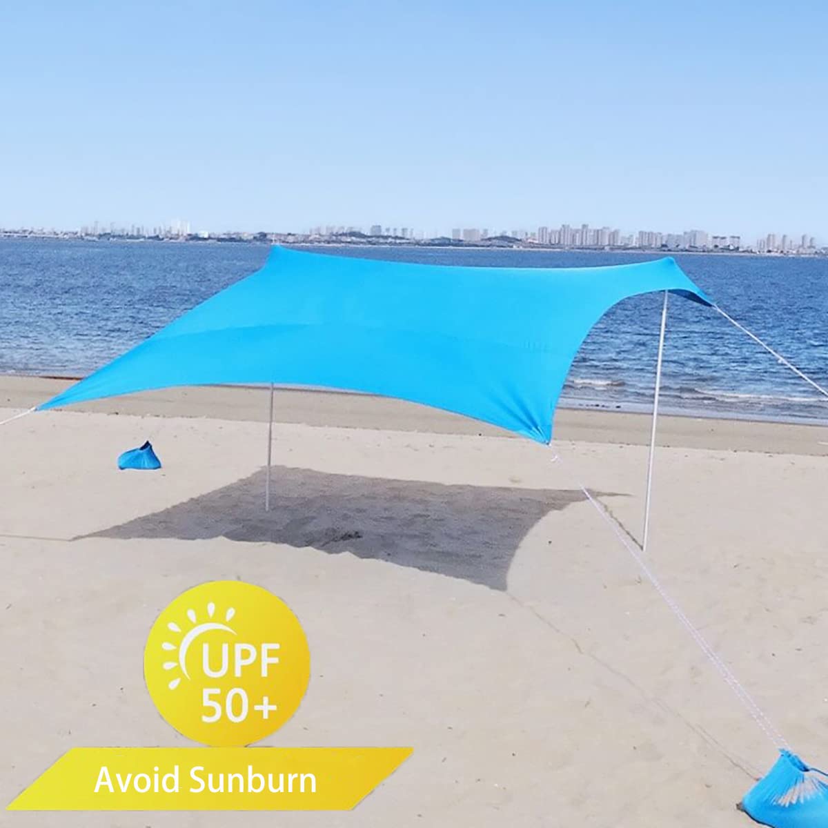 2x2m sun protection Beach Windproof Stable Beach Tent UV Protection 4-8 people sunshade beach with poles beach shelter Quick Up sun tent Sun tent Garden