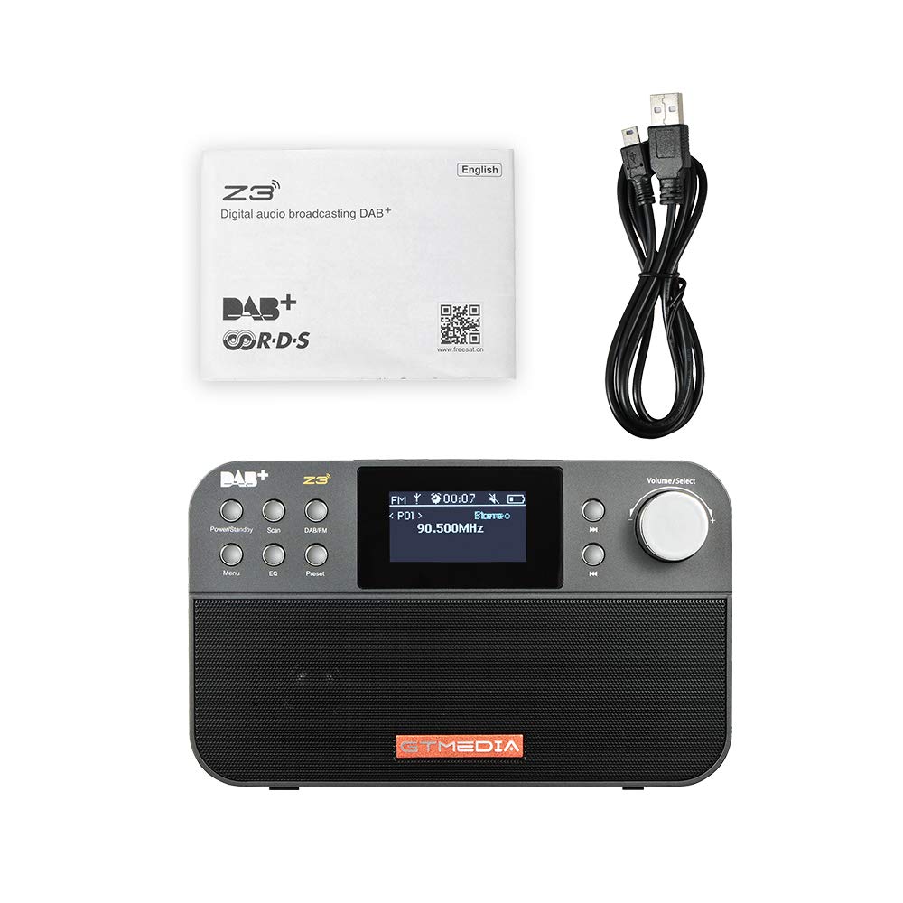 Radio with DAB+/FM, DAB Plus digital radio, portable small kitchen radio with sleep timer, 60 presets, 2.4" large LCD display, suitable for kitchen and travel (Black)