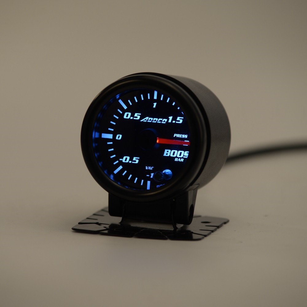 52mm electrical car turbo boost gauge by EPMAN with 7 LED colors, sensor, universal fit, race-inspired design. Includes mounting bracket.