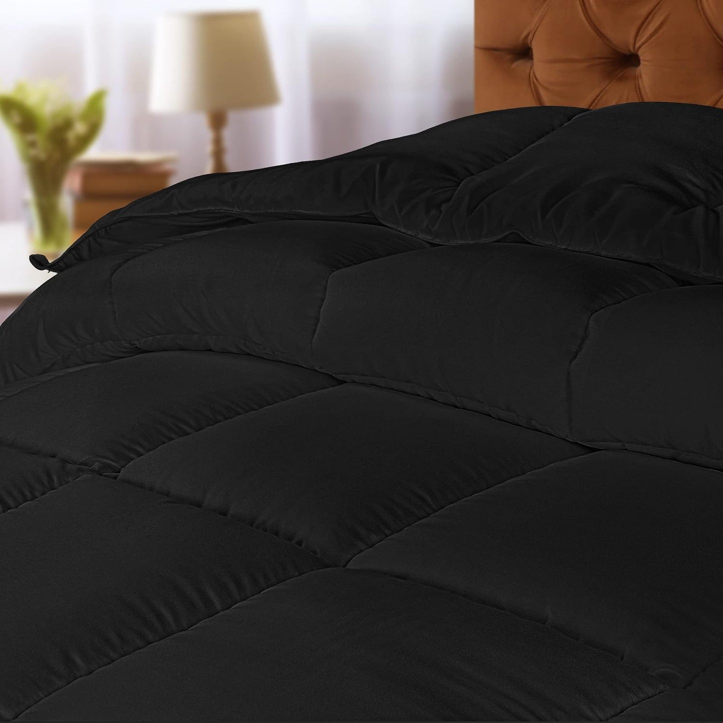 Utopia Bedding Comforter 200 x 200 cm, All-Season Duvet 370 GSM Filling, Breathable Sleep Blanket, Quilt, Super Soft Cozy (Black)