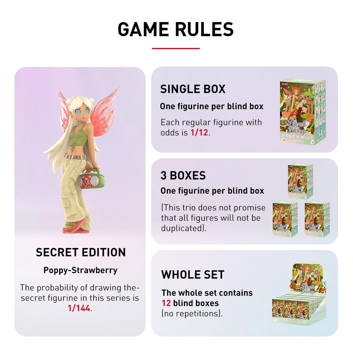 POP MART Peach Riot Punk Fairy Series 3PC Action Figures Collectible Art Toy Collectibles Collection Toy Figures Gift