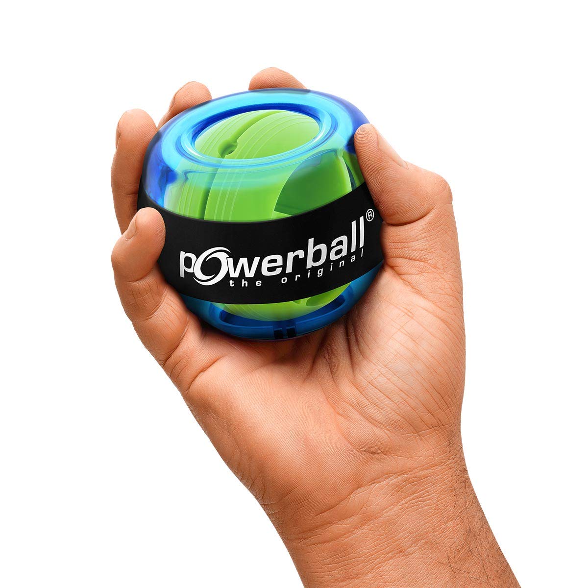 Powerball Basic, gyroscope hand exerciser, transparent-blue, the original by Kernpower