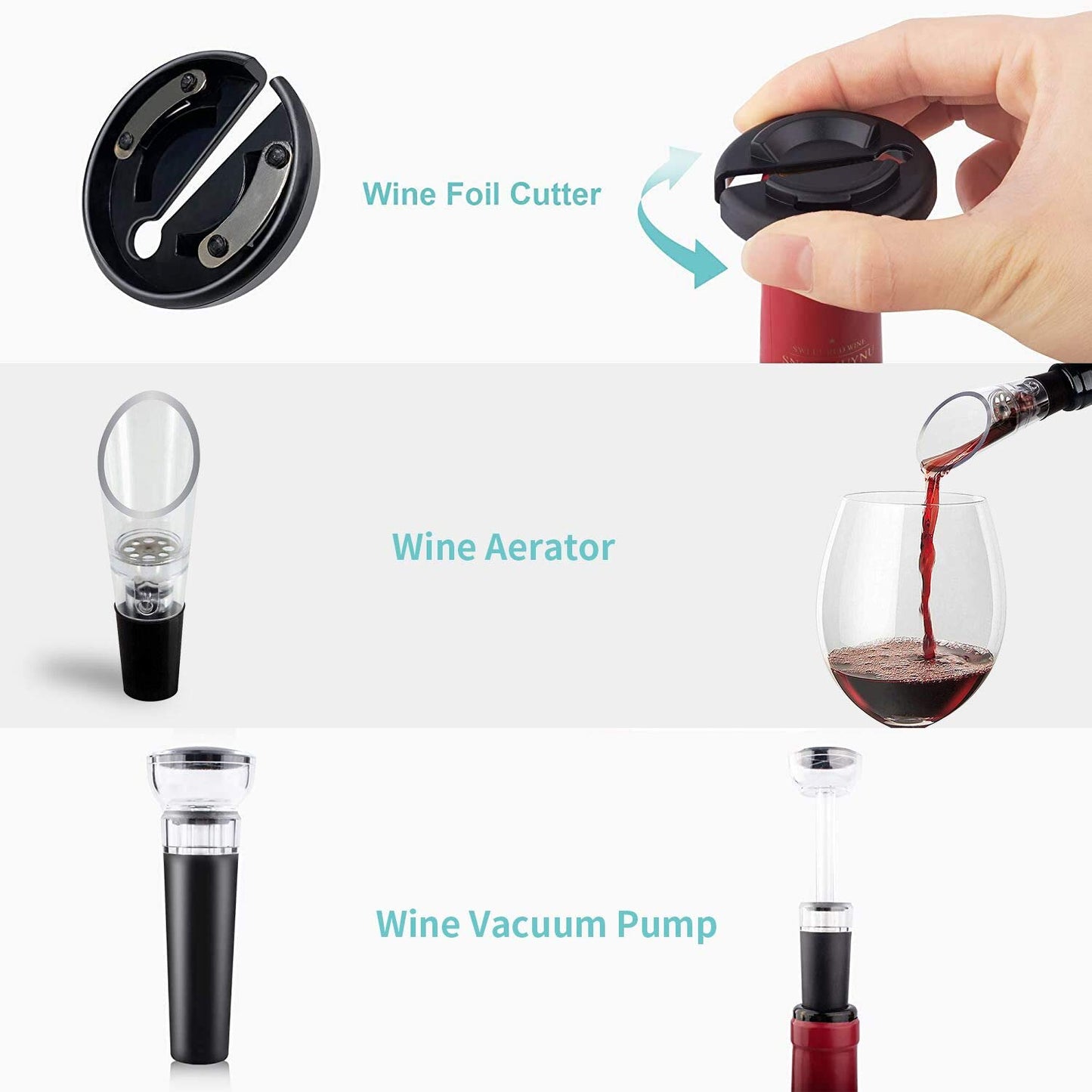 CLWCOE corkscrew, wine opener with gift box, sommelier sets with bottle opener, wine aerator, foil cutter, wine pump, bottle stoppers, drip rings, wine stopper pourers, replacement screws for wine.