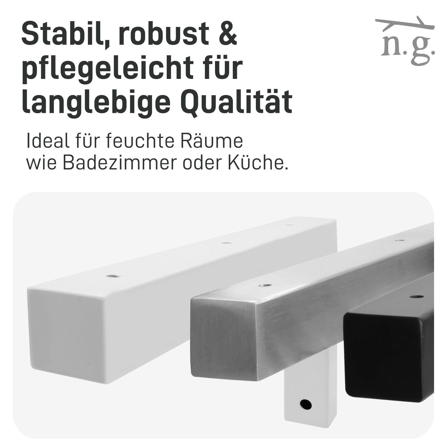 Natural Goods Berlin 2x Wall Console ANGLE | Washbasin Console stable | Easy wall mounting | Shelf bracket made of metal in white | Heavy-duty angle for sink & wall shelf | 450mm