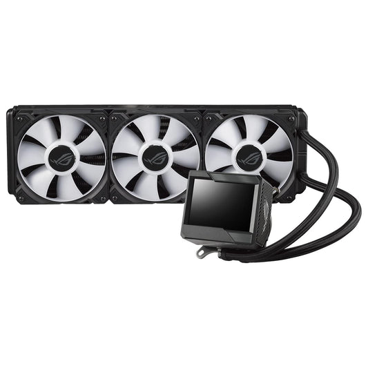 ASUS ROG RYUJIN II 360 ARGB All-in-One CPU water cooling (3.5-inch LCD, integrated pump fan for VRM and M.2 cooling, 3x ROG 120mm ARGB radiator fans)