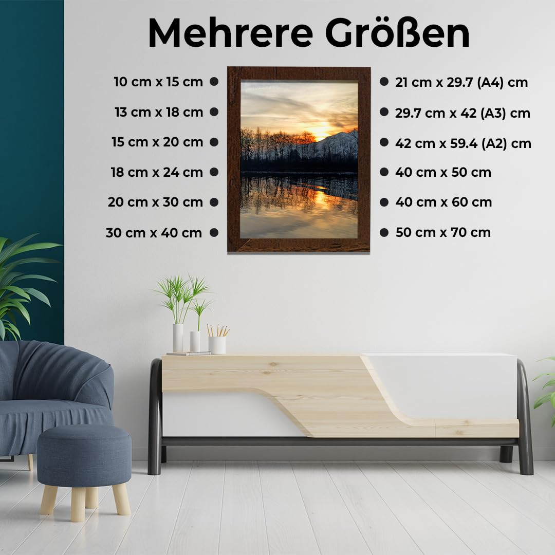 JCNORD MDF Walnut Wood Picture Frame 40x50 cm with shatterproof acrylic glass | Modern photo frame for walls and tables