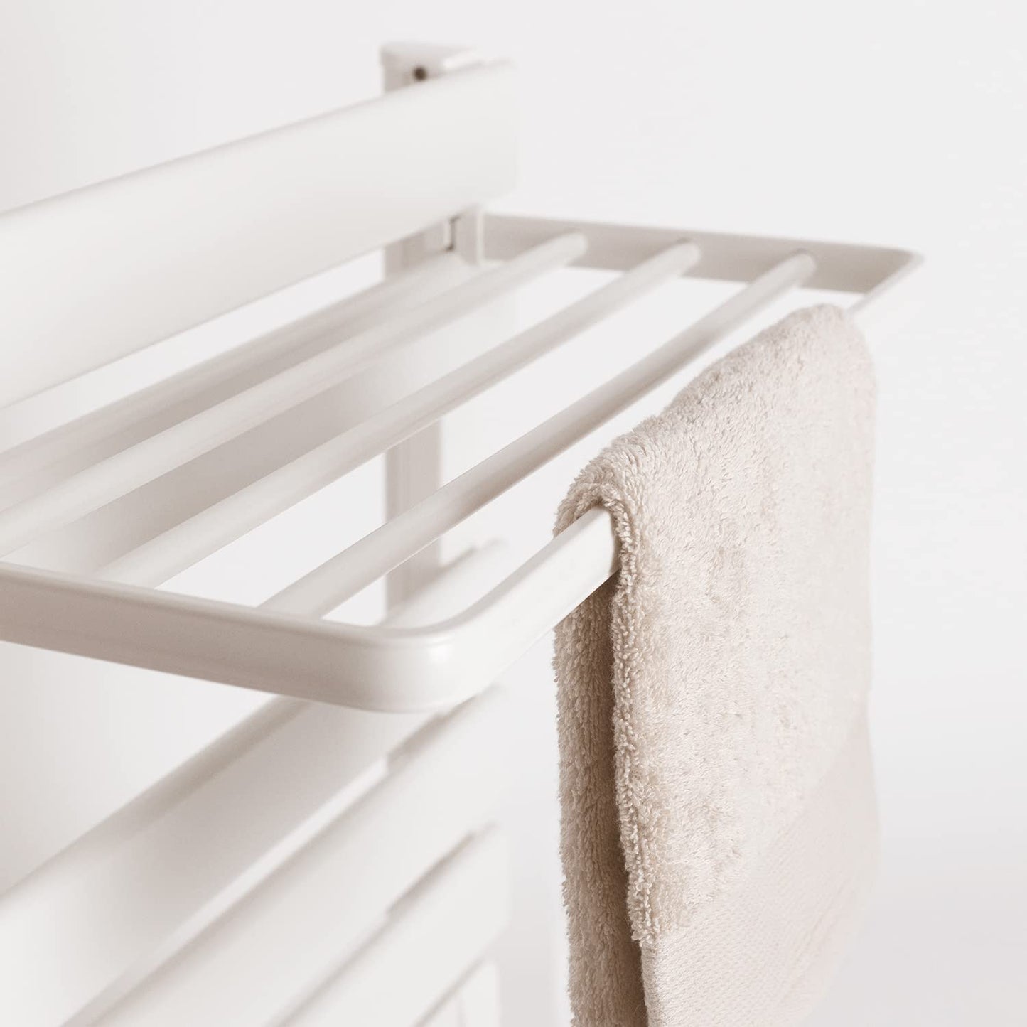 CREATE / WARM Towel Mini 150W / Electric Bathroom Heater White with Stand Feet and Shelf / 22.9x16.1x22 inches / Quiet, low consumption, LCD display, 150W