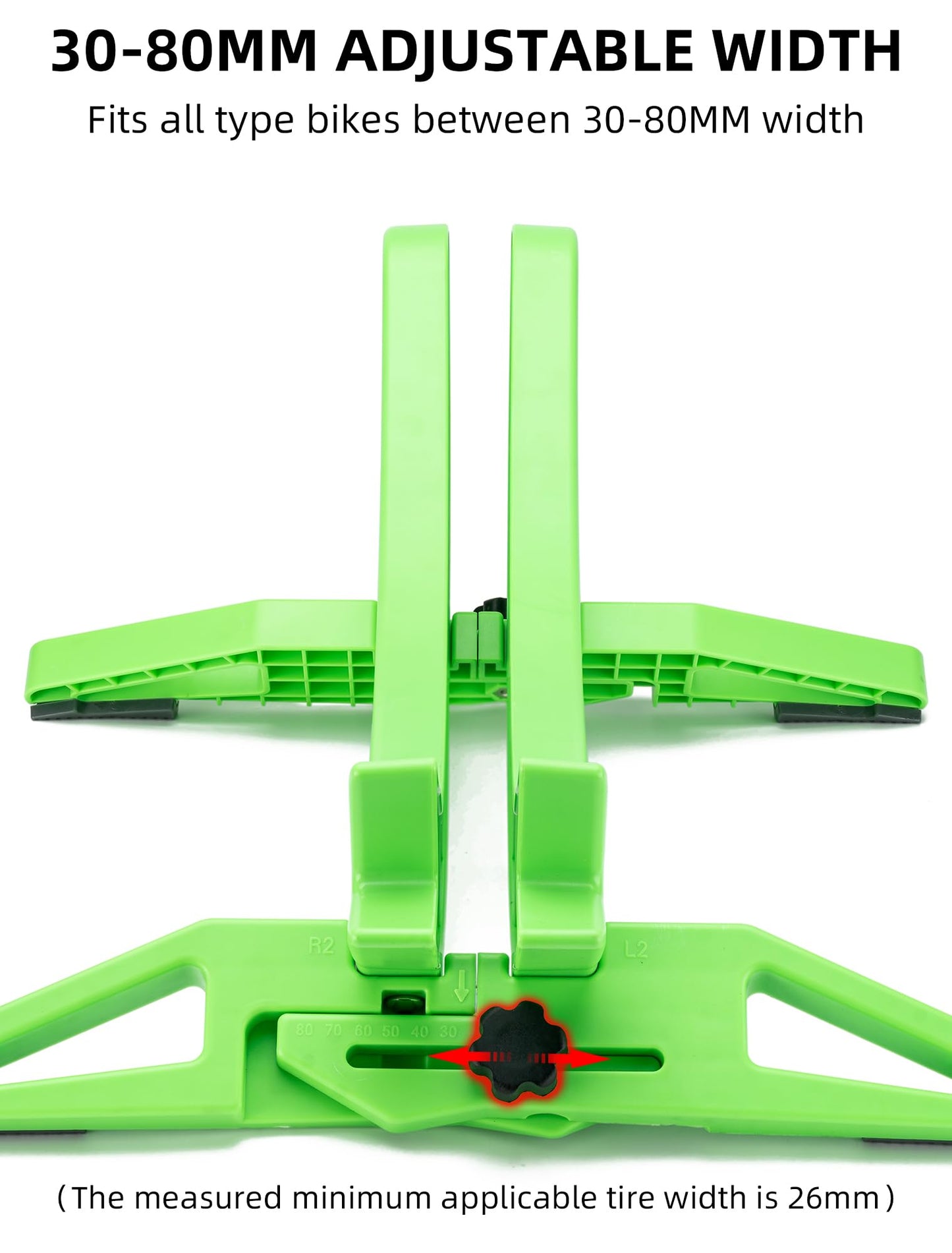 ROCKBROS Bike Floor Stand, adjustable bike stand for all 26-80mm wide bike tires for storage of MTBs and road bikes indoors Green.