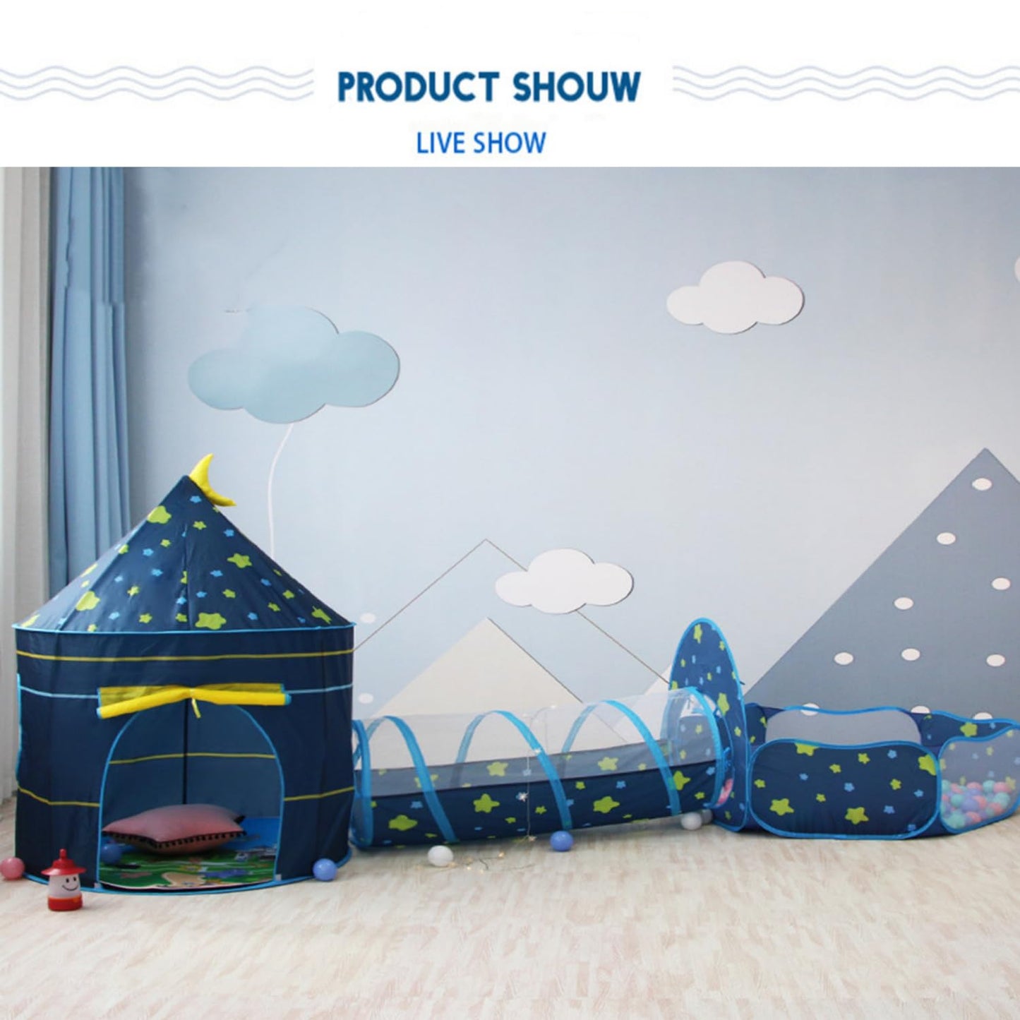 Benebomo play tent with tunnel, 3 in 1 play tent, ball pit with tunnel, crawl tunnel with tent, outdoor/indoor garden playhouse tent for boys girls.