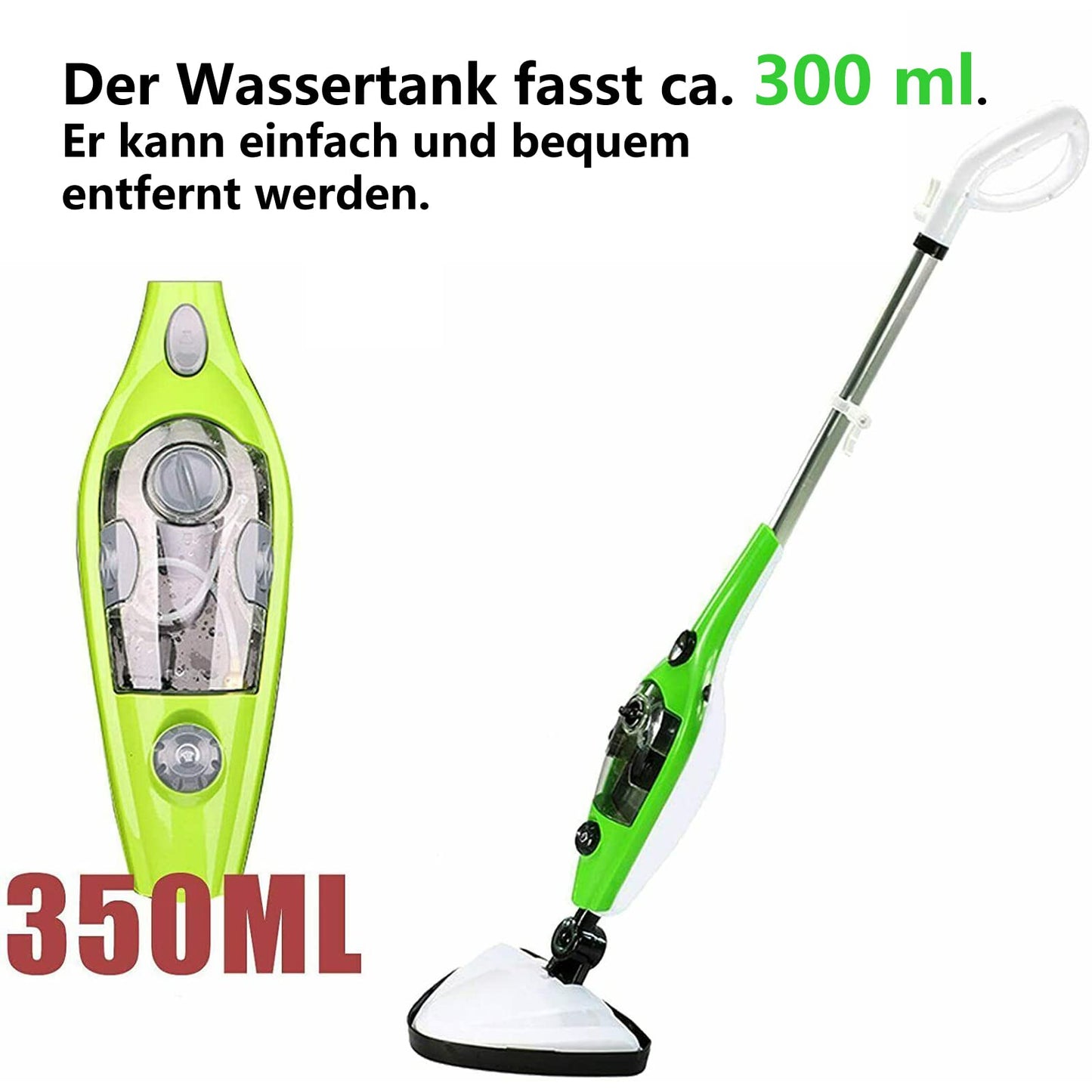 Steam cleaner, 10-in-1 steam cleaner for cleaning any floor, 1300W floor cleaner, electric carpet steam cleaner, detachable handheld unit, for hardwood/tile/laminate/ceramic floors.