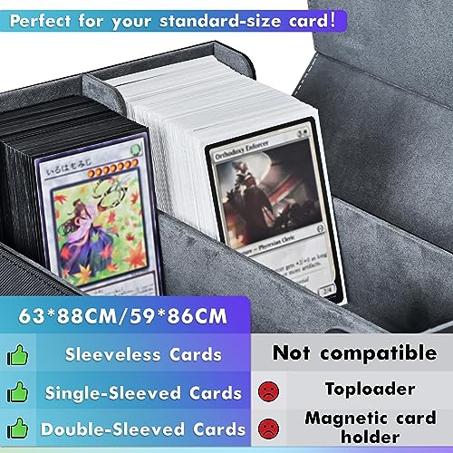 UAONO Collectible Card Storage Boxes for 1200+ cards, Premium Magnetic Deck Boxes, Leather Deck Case with Dividers, Trading Card Deck Boxes for TCG Magic the Gathering YuGiOh Cards (Black)