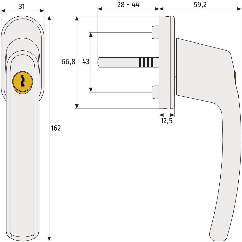 ABUS 442582 FG200 S SB lockable window handle, silver (-gray) in a set of 8 pieces.