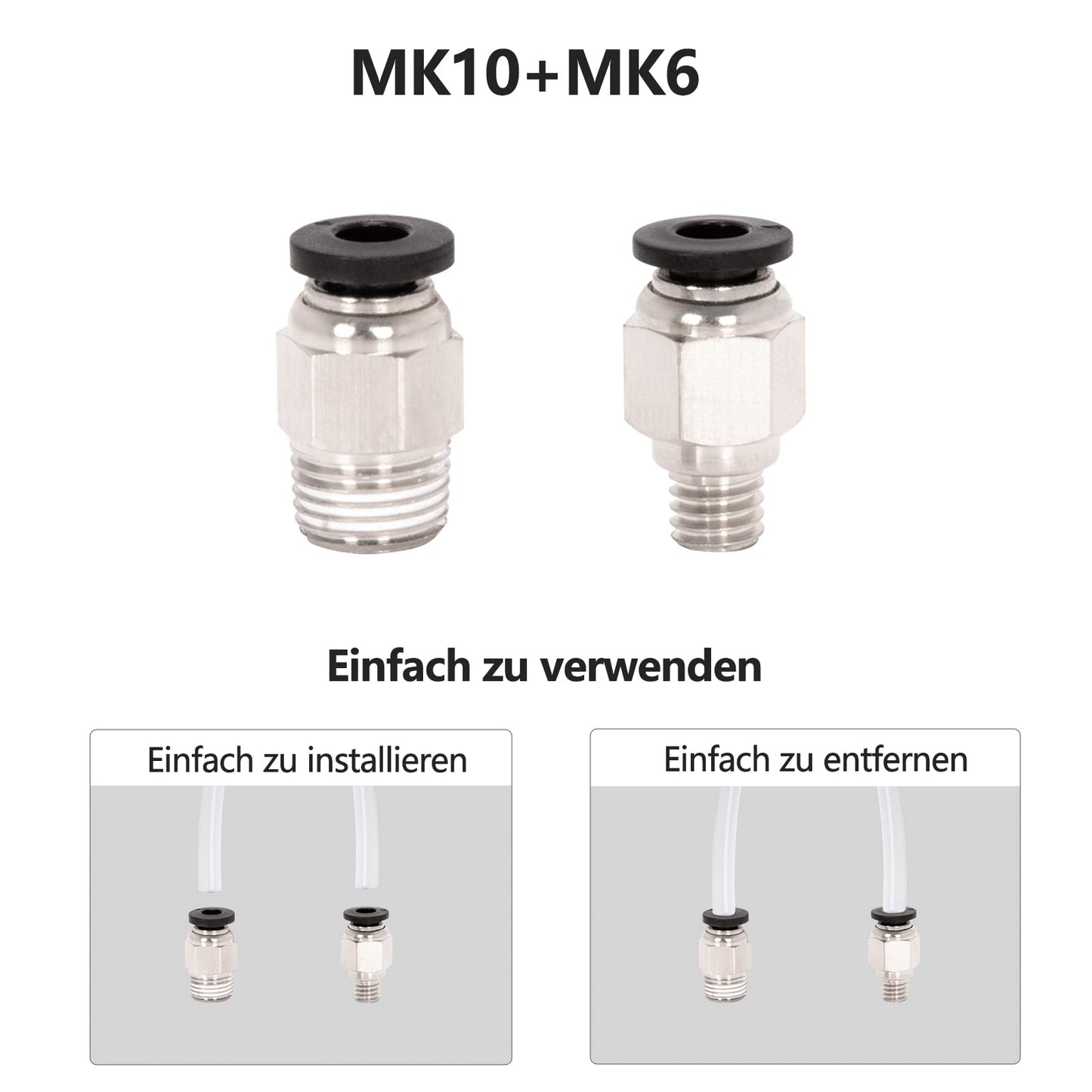 6 pieces of 4mm x 2m PTFE hose set, 1 1.75mm PTFE hose + 1 hose cutter + 2 PTFE Teflon tube clamps + 2 PC4-M6 PC4-M10 pneumatic connectors 3D Printer Accessories.