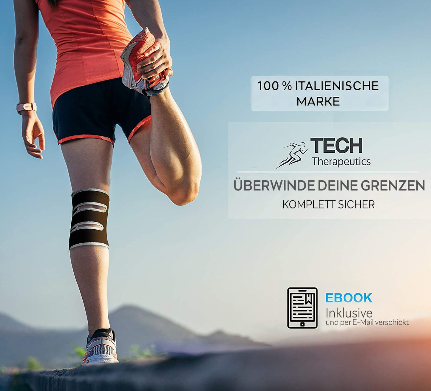 Tech Therapeutics adjustable knee brace for women and men - knee orthosis for meniscus and patella, knee brace for support with side stabilizers, knee support for joint pain relief and arthritis