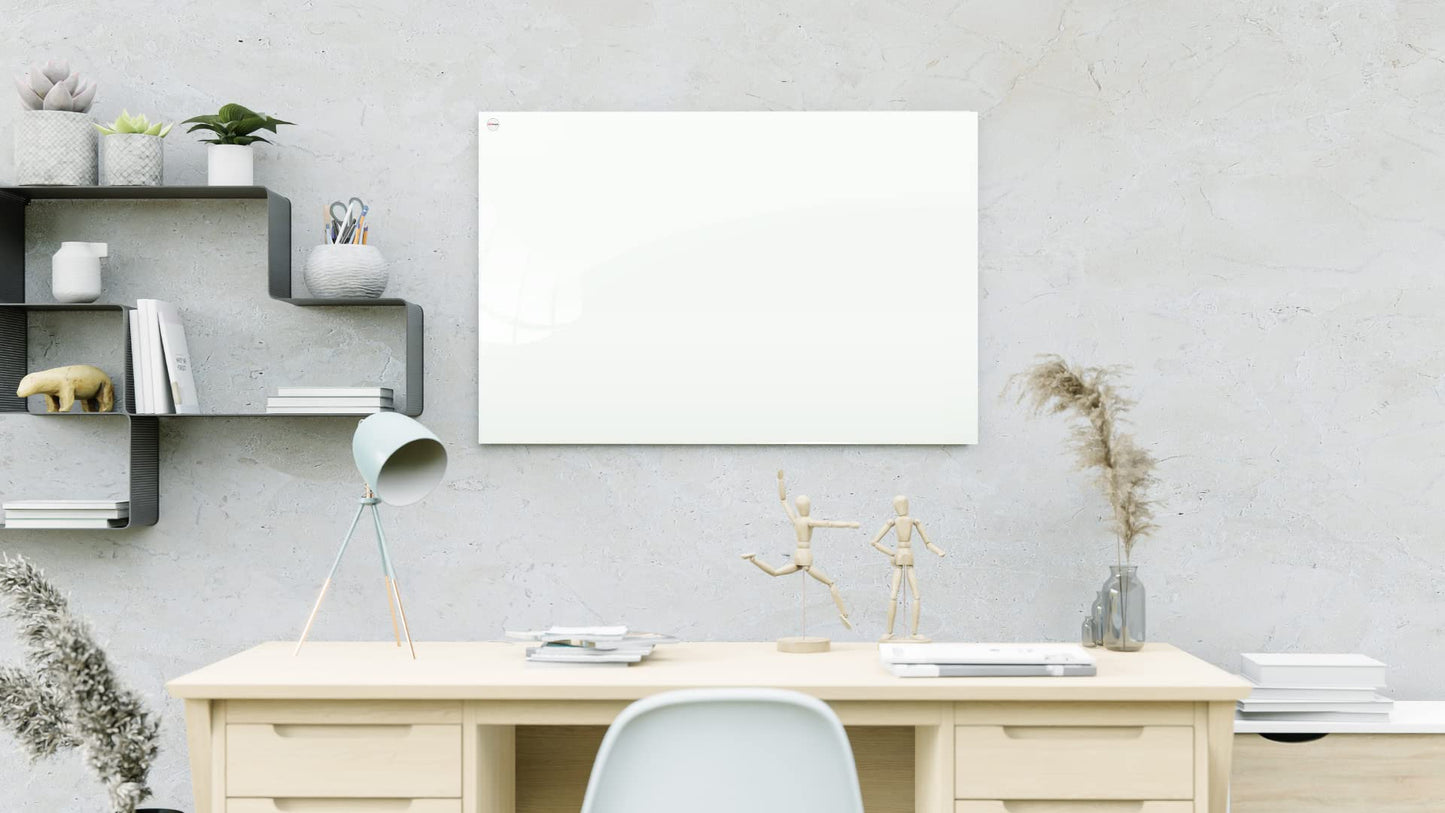 ALLboards Glassboard Magnetic White 100x80cm, Frameless, Glass Writing Board, Magnetic Board, Tempered Glass