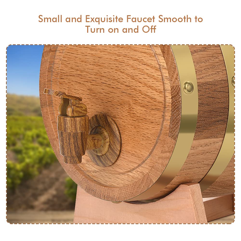 Greensen Oak Barrel 3L Wooden Barrel Wine Barrel Personalized Design Wood Whisky Barrel Liqueur Liquor Barrel for Home, Bar, Party, and Banquet, Birthday Gift