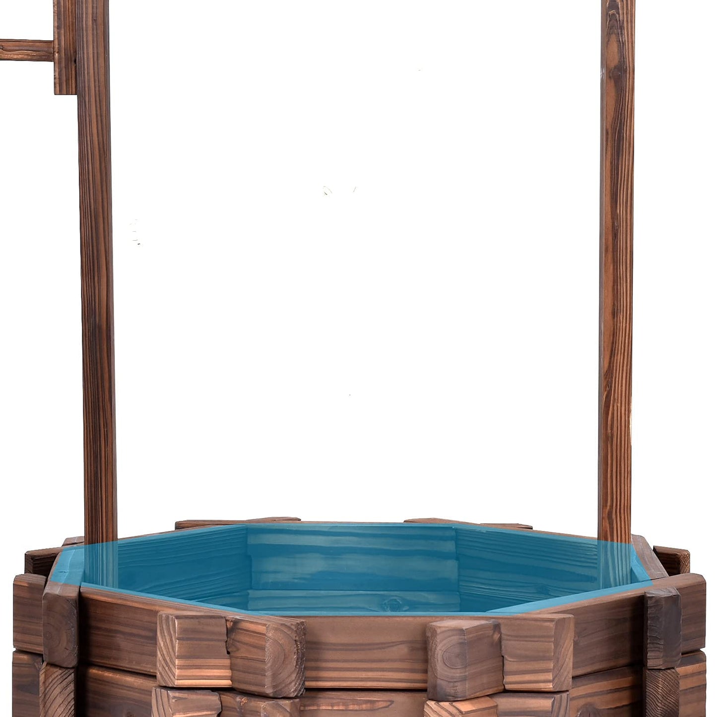DREAMADE wooden fountain with roof, decorative fountain made of spruce wood, 115 x 60 x 76 cm, wishing well, garden fountain with adjustable bucket, garden decoration.