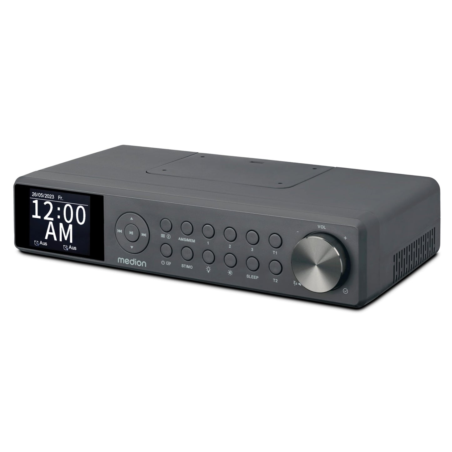 MEDION P66750 Kitchen Under-Cabinet Radio (DAB+ kitchen radio, PLL FM radio, dimmable TFT color display, cooking timer, Bluetooth, LED strip, including mounting material) gray