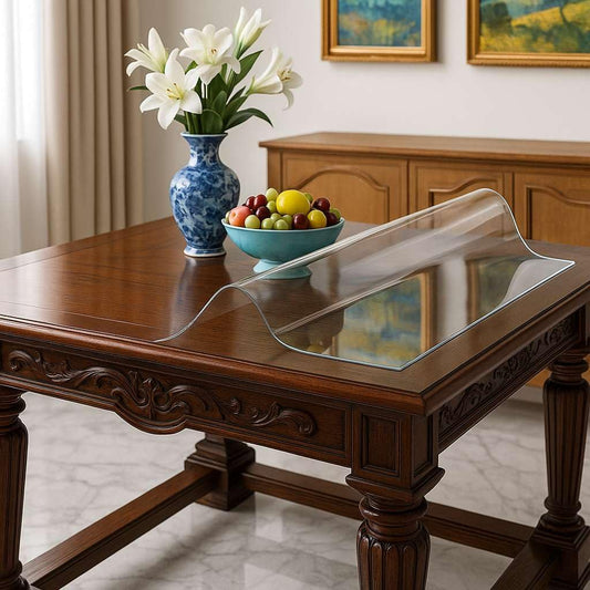 Art World Tablecloth Transparent Table Cover 2.0mm Clear Glass Film Table Protection Waterproof Wipeable Polyvinyl Chloride Film Custom Size Greaseproof Table Protector Film (150cm X 80cm)