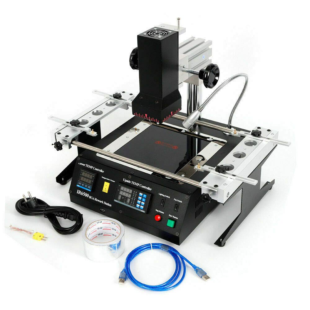 LENJKYYO Infrared Rework Station, Soldering Station, BGA Desoldering Station 800W, Workbench Welder IR6500 SMD SMT Soldering Machine Soldering Repairs 8 Segments for Increasing Temperatures (EU-Plug)