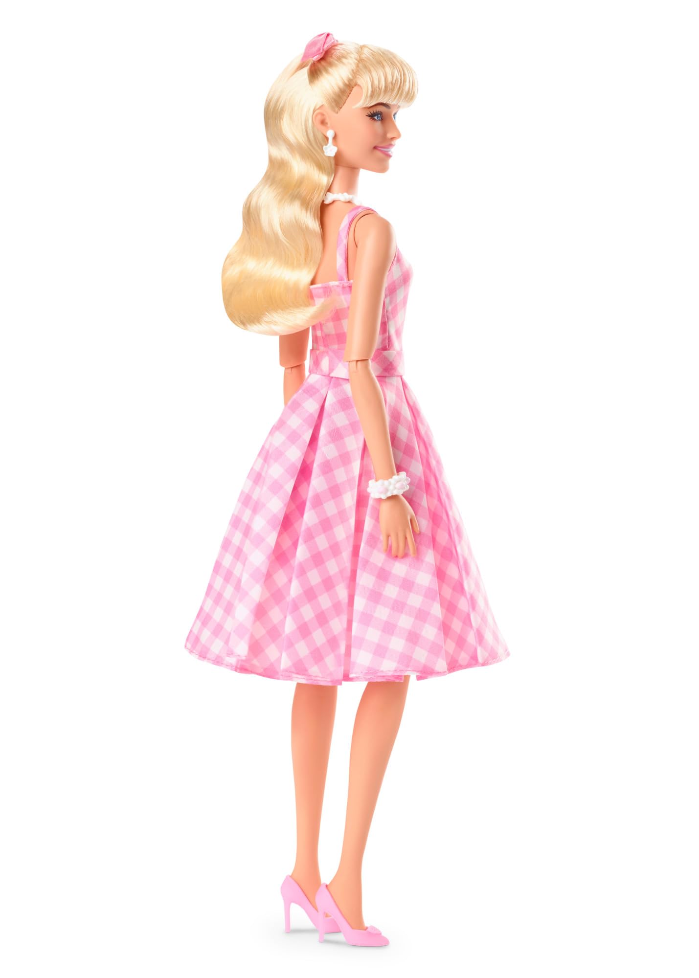 Barbie doll, The Movie doll, in pink and white dress with daisy necklace, Margot Robbie, collector's item, toy for ages 3 and up, HPJ96