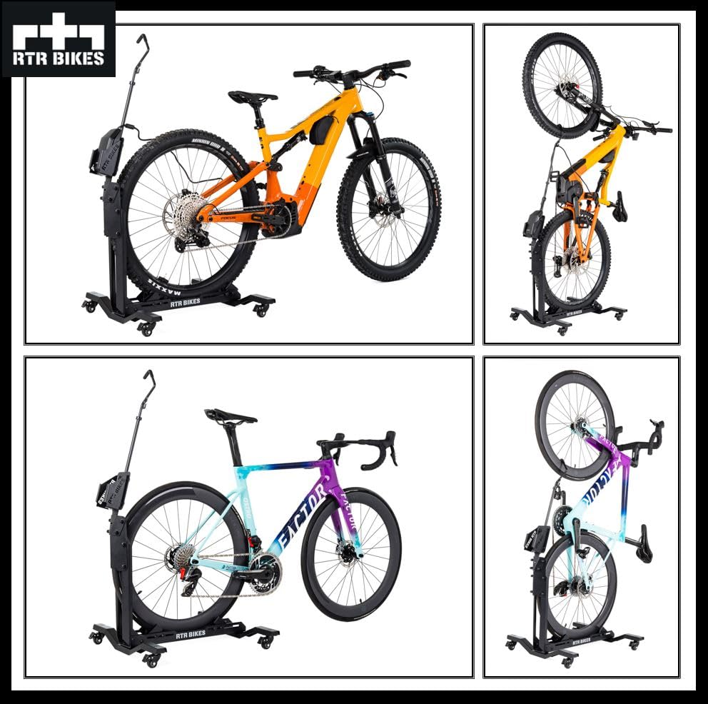 RTR BIKES BRUTUS UP PRO Professional Freestanding Bike Stand - Perfect for your garage, home, or bike shop.