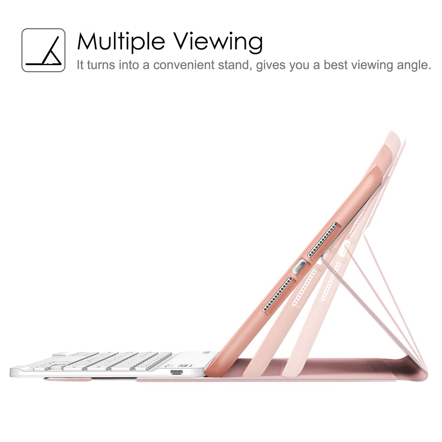 FINTIE Keyboard Case for iPad 9.7 2018 (6th Gen), Soft TPU Back Cover Keyboard Case with built-in Pencil Holder, Magnetic Detachable QWERTZ Bluetooth Keyboard, Rose Gold