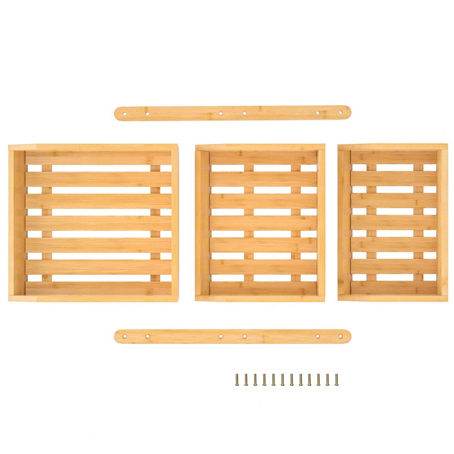 G.a HOMEFAVOR Bamboo Fruit Basket 3-Tier Detachable Fruit Stand Storage Holder for Vegetables Snacks Bread Kitchen, Natural Color