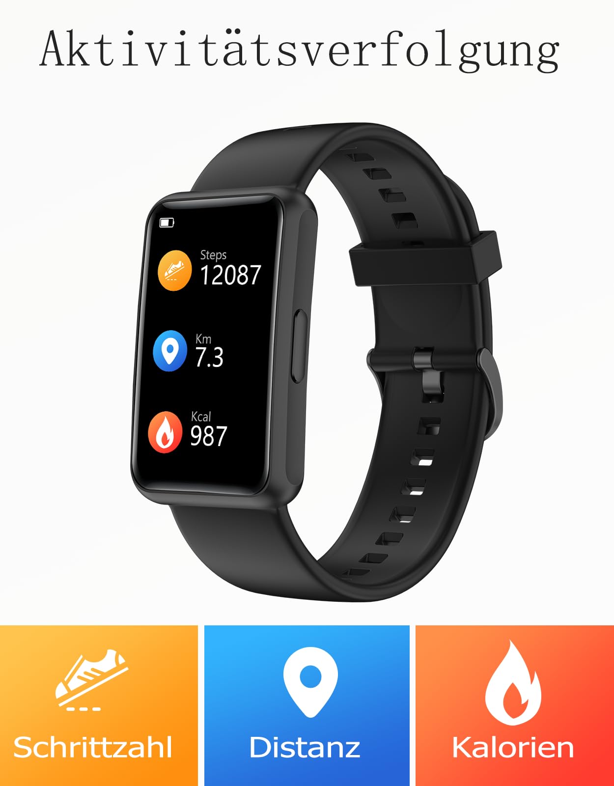 HUAKUA Pedometer Watch (No app and phone) 1.47 inch touchscreen Simple Smartwatch Fitness Tracker with Calorie Counter, Sleep Monitor, Stopwatch Waterproof IP68, Timer Fitness Watch for Walking Running