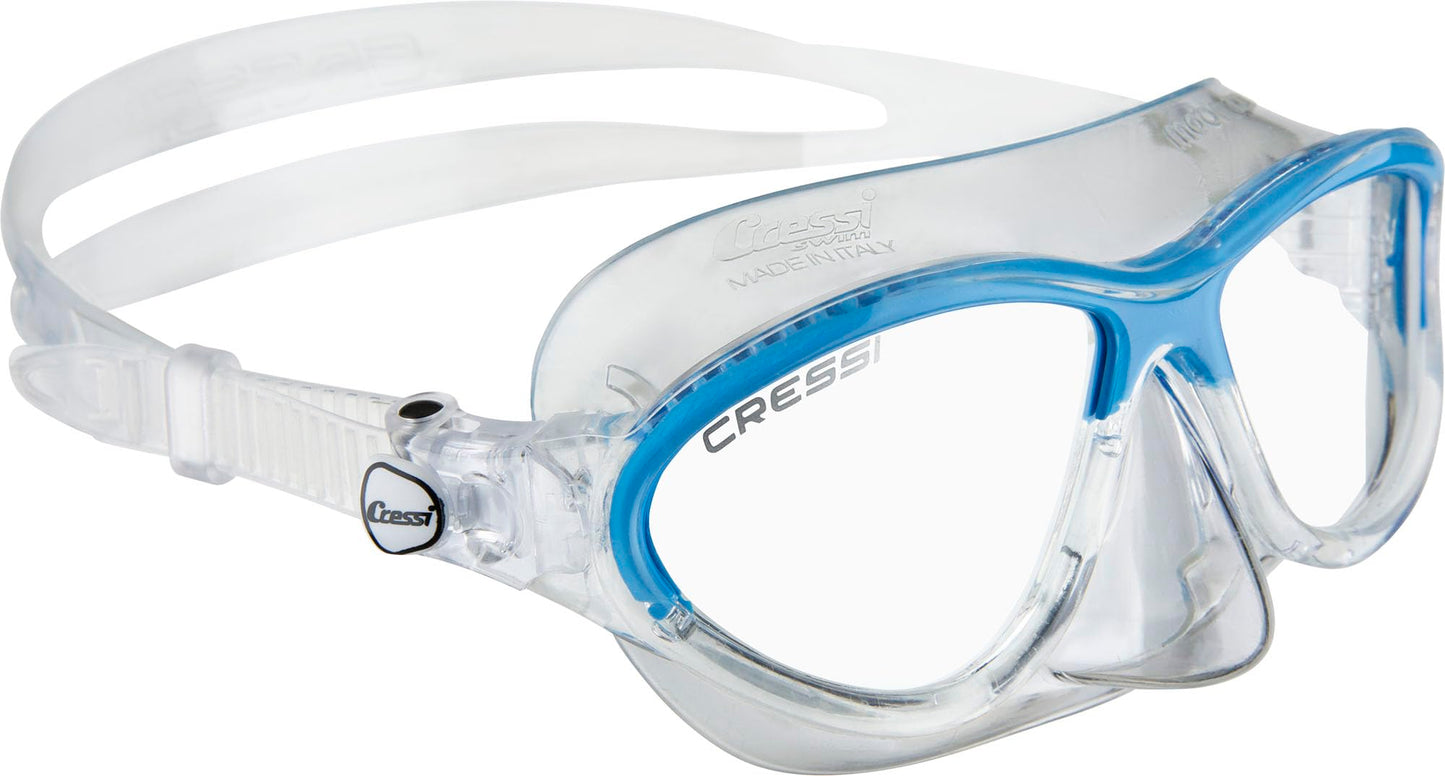 Cressi Moon Kid Combo Set - Snorkeling mask + snorkel for kids, Transparent/Blue, One size