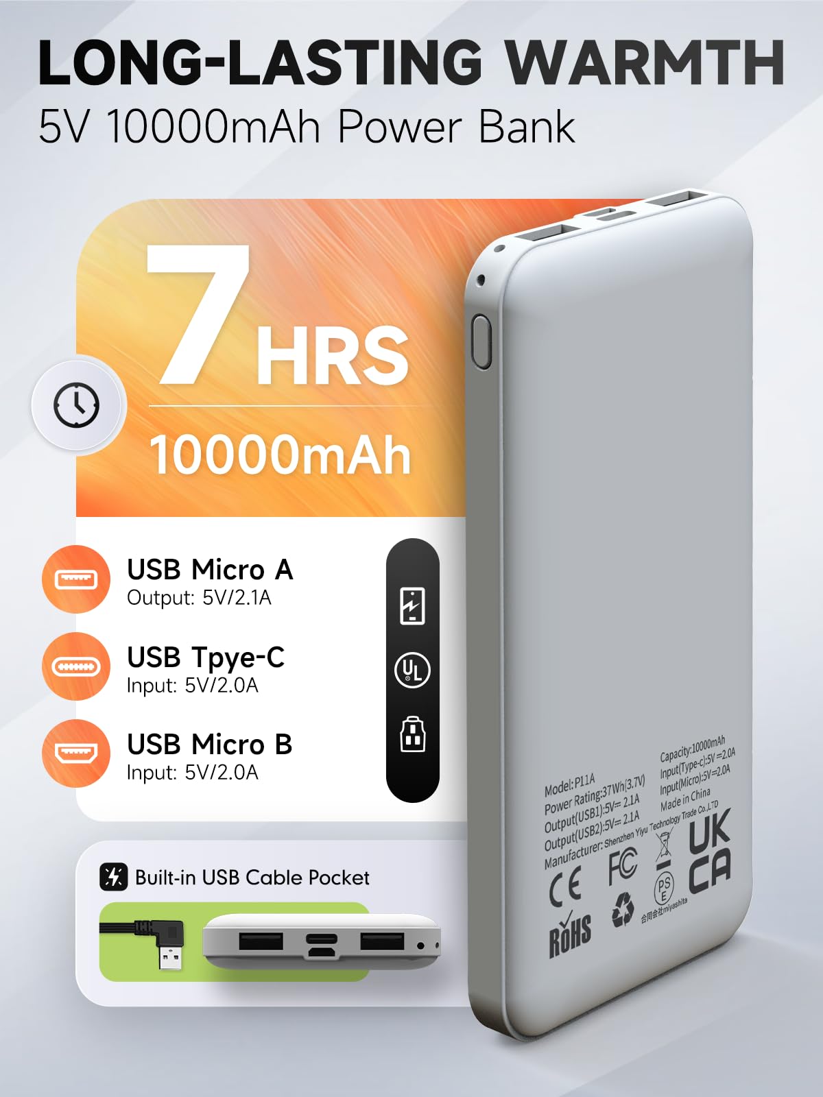 LABEWVI Heated Vest, Heated Jacket for Men and Women, Heated Jacket with 10000mAh Power Bank, Electric Heated Vest with 3 Adjustable Temperature Levels | 6 Heating Zones