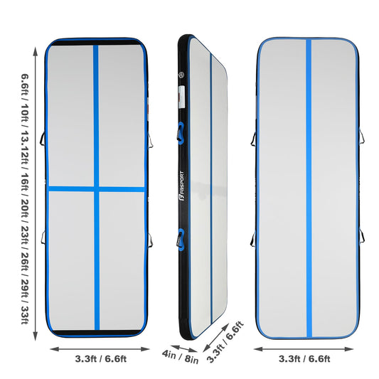 FBSPORT Airtrack Mat, 10cm Thick 4M Tumbling Mat, Gymnastics Mat with Air Pump, Workout Mat with Carrying Bag, Exercise Mat for Home, Outdoor, Yoga