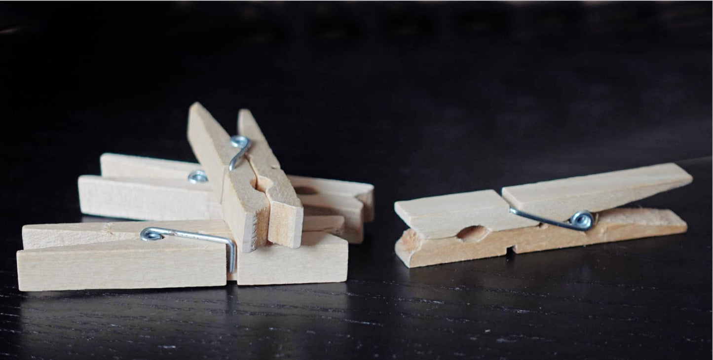 200 x large wooden clothes pegs ByBueren | Wooden pegs made from sustainable untreated birch wood | Wooden clothes pegs also suitable for crafting