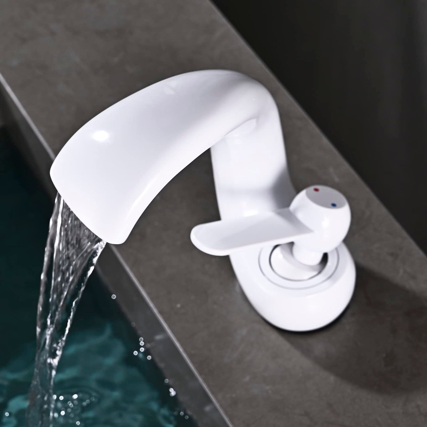 YAGJIA waterfall faucet bathroom white, modern waterfall bathroom sink faucet, brass basin faucet, bathroom faucet single handle mixer tap cold and hot water for bathroom.