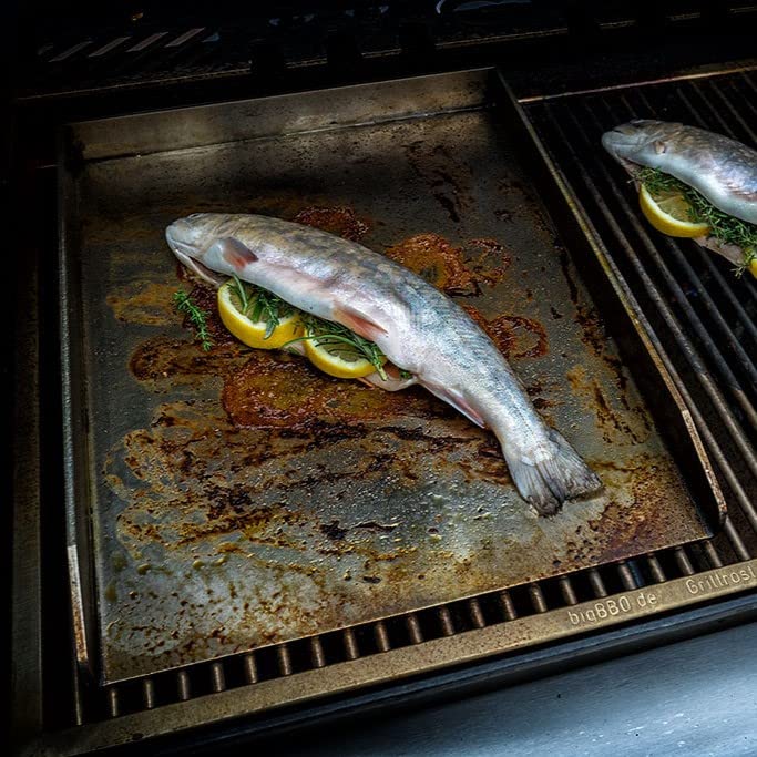 Stainless steel grill plate | Plancha 40x30cm - Universal size | 4mm solid - Made in Germany