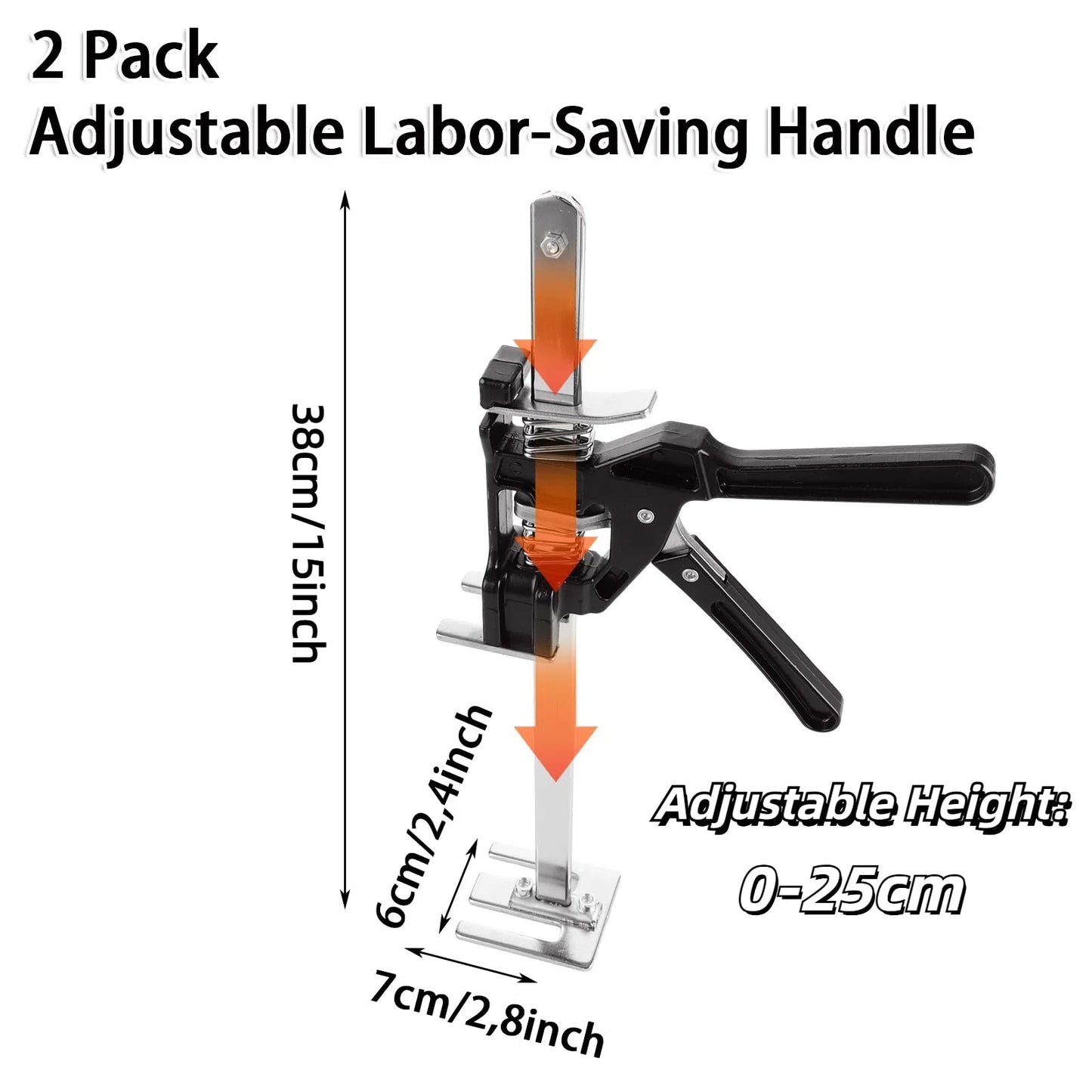 MUXHEL 2-pack 38cm Labor-saving Arm, 240KG height adjuster, lifting height 25cm, arm hand tool lifter with scale, manual lifting tool, labor-saving lift platforms, lifting device, doors and wood panels