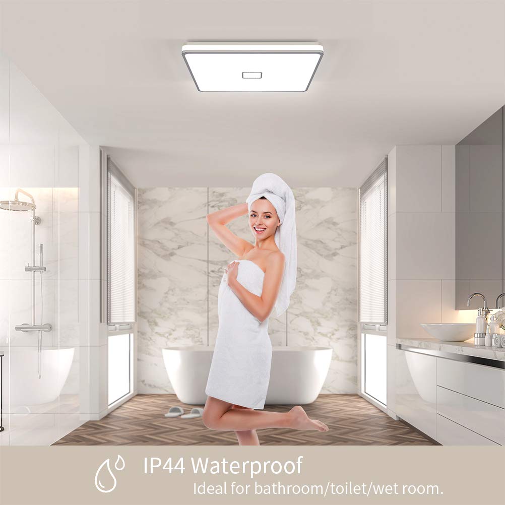 Airand Bathroom Ceiling Light 24W Ceiling Lamp IP44 Waterproof LED Ceiling Light for Bathroom Hallway Kitchen Bedroom Living Room Office Balcony Neutral White/4000K/2050LM/Ø32.5cm