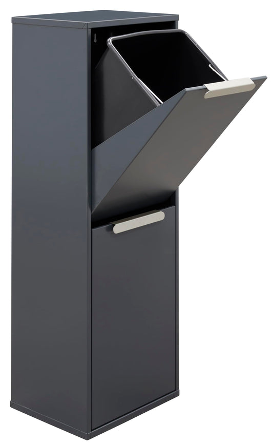 ARREGUI Ecoclas CR204-E steel recycling bin | 2 compartments for kitchen waste | 2x17L (34L) | 2 compartment trash can | removable inner bins + handle | recycling cabinet | waste separation | anthracite