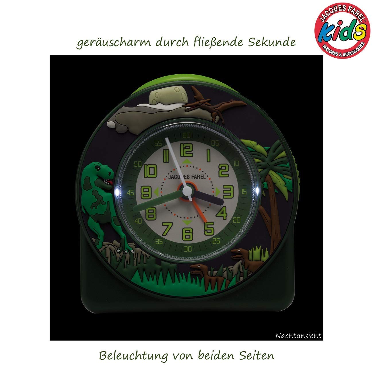 JACQUES FAREL ACW44 Dinosaur T-Rex Watch Boy Alarm Clock Analog Light Alarm