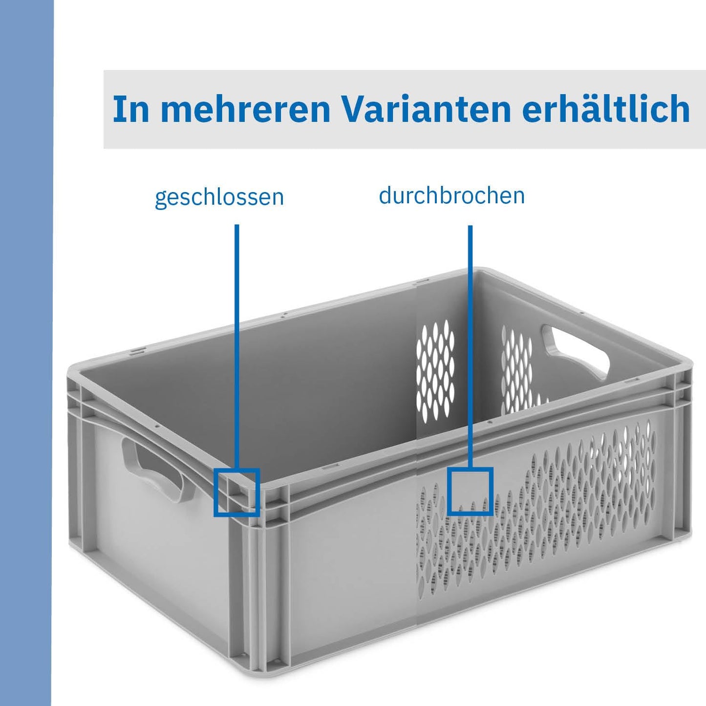 THE BOX FACTORY Euro container 600x400x320mm | Storage box | Plastic crates | Storage containers with handles | Sturdy stacking box | Euro box | Reusable container
